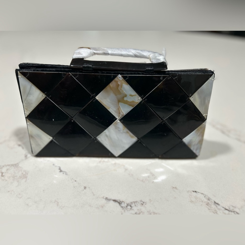 NEW Retro 70's Acrylic Checkerboard Clutch Purse 9”